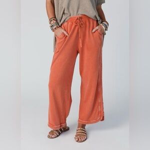 Three Birds Nest cropped Orange Wide-Leg Pants